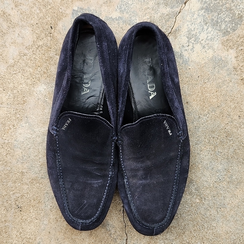 Prada Blue Suede Loafers